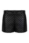 Gucci Leather Shorts With Gg Embossing In Multi