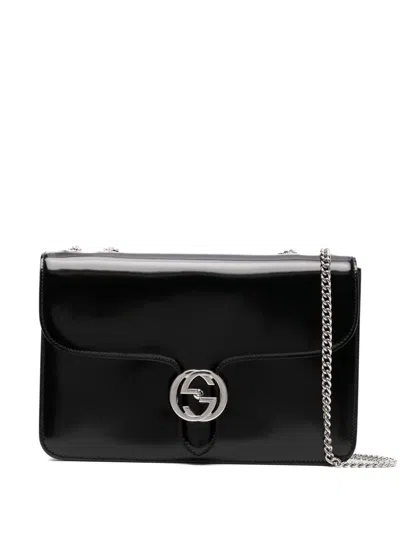Pre-owned Gucci Leather Shoulder Bag In Black