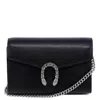 Gucci Leather Shoulder Bag With Iconic Tiger Heads Buckle In Black