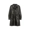 Gucci Leather Single-breasted Coat In Black