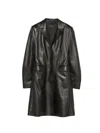 Gucci Leather Single-breasted Coat In Multi