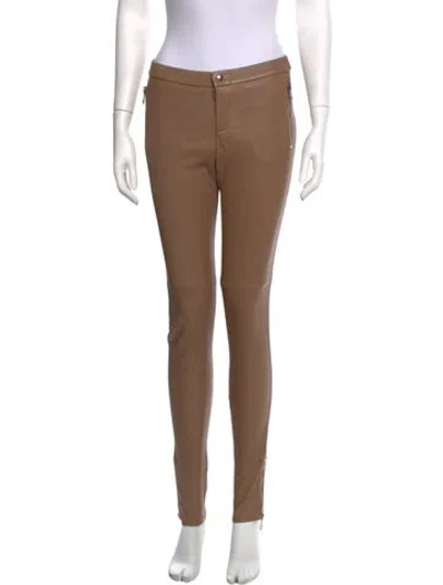 Pre-owned Gucci Leather Skinny Leg Pants In Neutrals