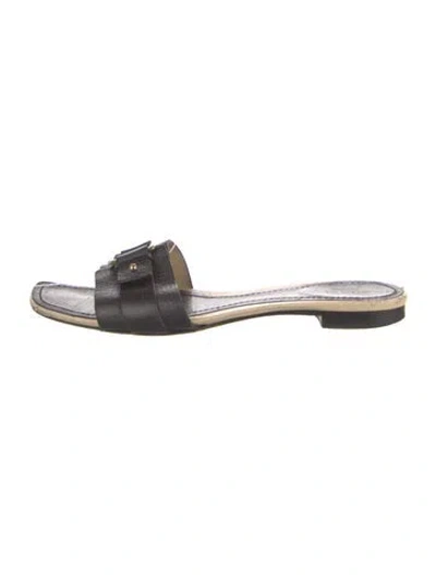 Pre-owned Gucci Leather Slides In Black