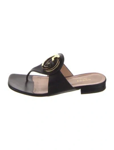 Pre-owned Gucci Leather Slides In Black