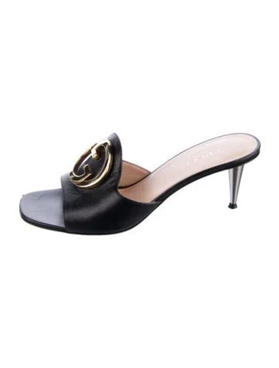 Pre-owned Gucci Leather Slides In Black