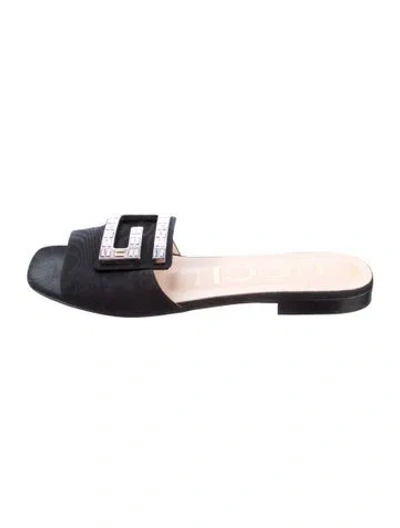 Pre-owned Gucci Leather Slides In Black