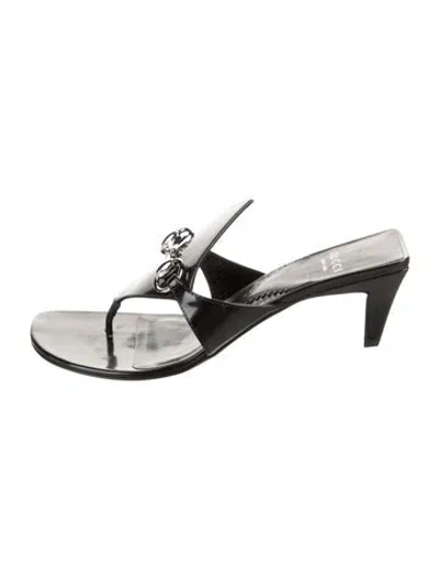 Pre-owned Gucci Leather Slides In Black