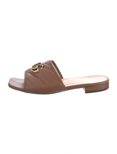 Pre-owned Gucci Leather Slides In Brown