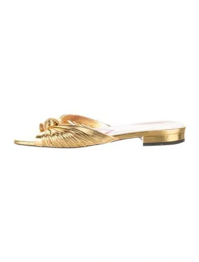 Pre-owned Gucci Leather Slides In Gold/metallic