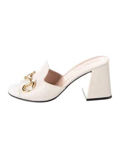 Pre-owned Gucci Leather Slides In Neutral