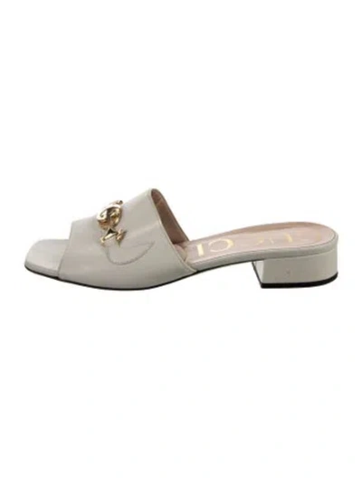 Pre-owned Gucci Leather Slides In Neutral