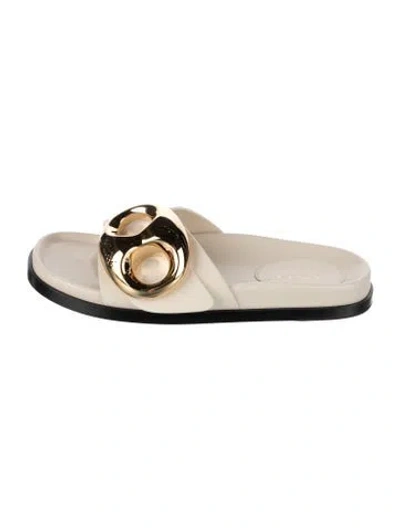 Pre-owned Gucci Leather Slides In Neutral