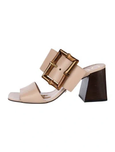 Pre-owned Gucci Leather Slides In Neutrals