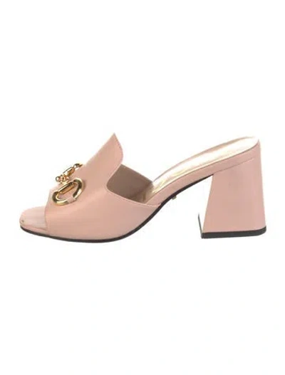 Pre-owned Gucci Leather Slides In Pink