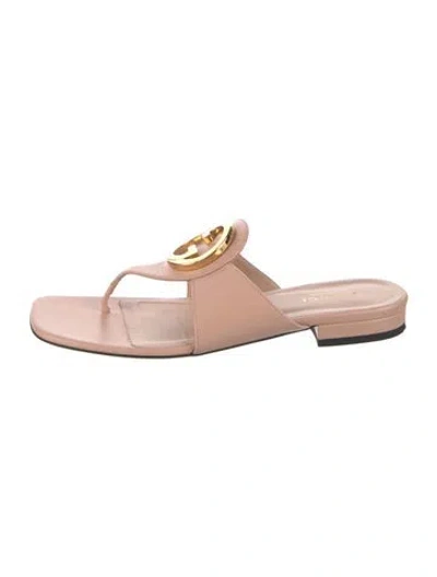Pre-owned Gucci Leather Slides In Pink