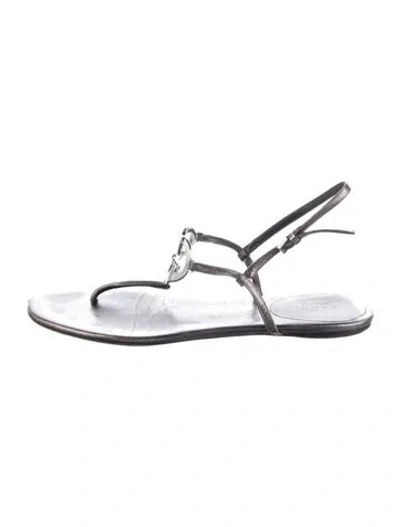 Pre-owned Gucci Leather Slingback Flats In Black