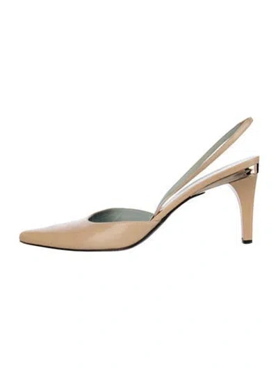 Pre-owned Gucci Leather Slingback Pumps In Neutral