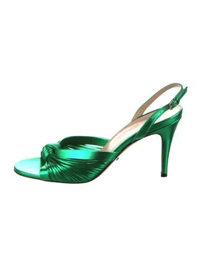 Pre-owned Gucci Leather Slingback Sandals In Green