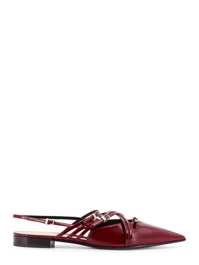 Gucci Leather Slingback With Bands And  Buckle