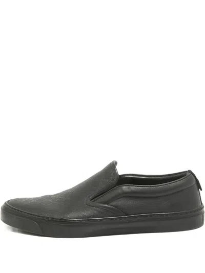 Pre-owned Gucci Leather Slip-on Sneakers In Black