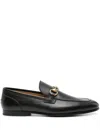 Gucci Women Black Calf Leather Moc Stitching Signature Horsebit Detail Almond Toe Slip-on Style Bran In Black