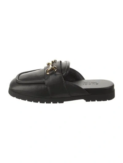 Pre-owned Gucci Leather Slippers In Black