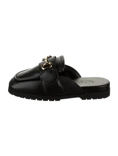 Pre-owned Gucci Leather Slippers In Blue