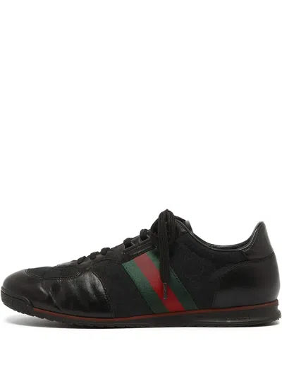 Pre-owned Gucci Leather Sneakers In Black