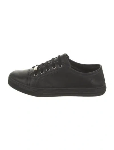 Pre-owned Gucci Leather Sneakers In Black