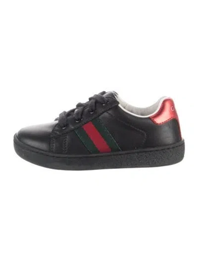 Pre-owned Gucci Babies' Leather Sneakers In Black