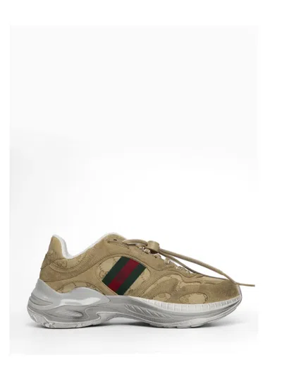 Gucci Leather Sneakers In Brown