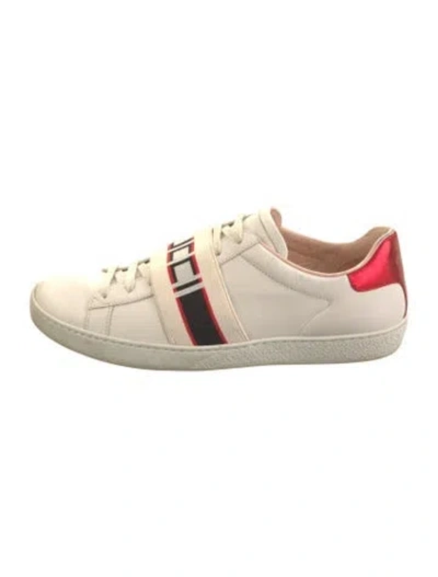 Pre-owned Gucci Leather Sneakers In Neutral