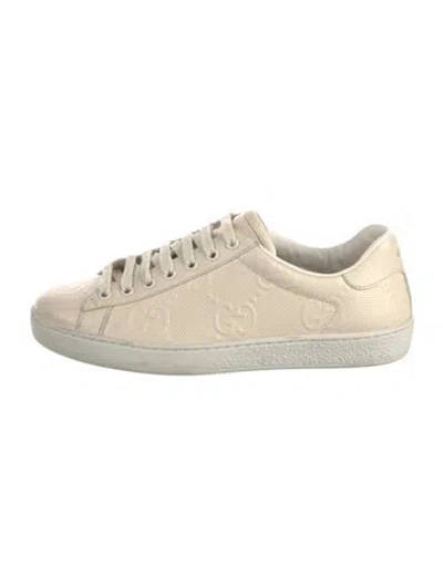 Pre-owned Gucci Leather Sneakers In Neutral