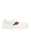 Gucci Men White Sneakers With Web Detail And Oversized Sole In Leather Man In White
