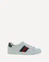Gucci Ace Leather Sneakers With Lateral Web Band In White
