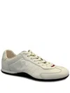Gucci White Calf Leather Bos Taurus Low Top Sneakers In White
