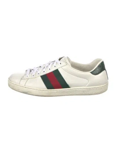 Pre-owned Gucci Leather Sneakers In White