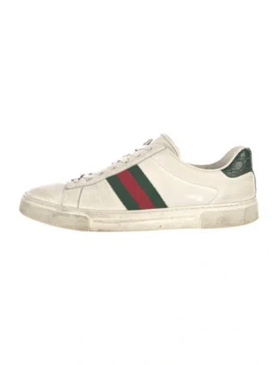 Pre-owned Gucci Leather Sneakers In White