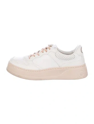 Pre-owned Gucci Leather Sneakers In White