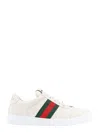 Gucci Leather Sneakers With Lateral Web Band