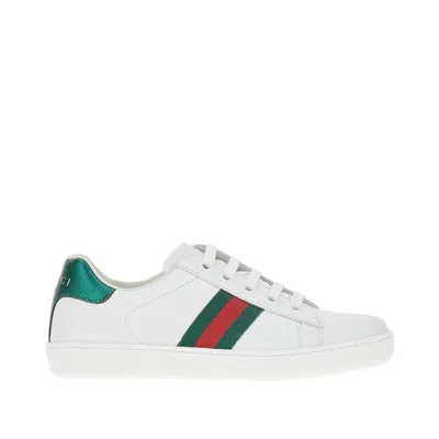GUCCI LEATHER SNEAKERS WITH WEB RIBBON DETAIL KIDS