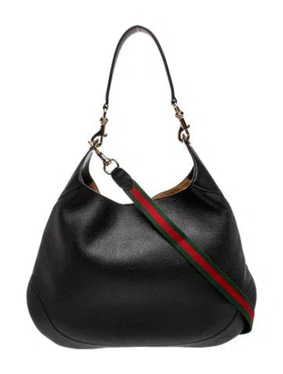 Pre-owned Gucci Leather Soft Grained Calfskin Maxi B Hobo Maxi In Black