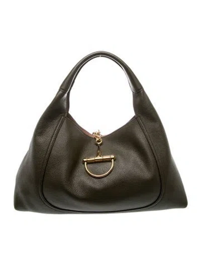 Pre-owned Gucci Leather Softbit Maxi In Green