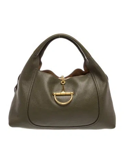 Pre-owned Gucci Leather Softbit Maxi In Green