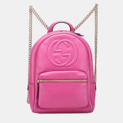 Pre-owned Gucci Leather Soho Backpack In Pink