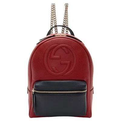 Pre-owned Gucci Leather Soho Chain Backpack In Brown