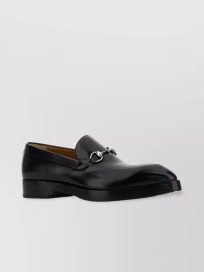 GUCCI LEATHER SOLE LOAFERS METAL HARDWARE