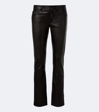 Gucci Leather Straight Pants In Black