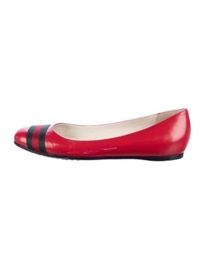Pre-owned Gucci Leather Striped Ballet Flats In Multi