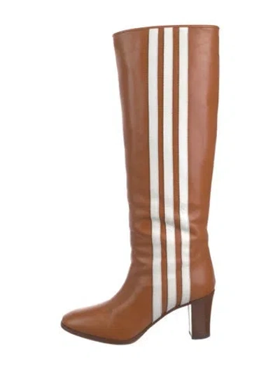 Pre-owned Gucci Leather Striped Boots In Brown